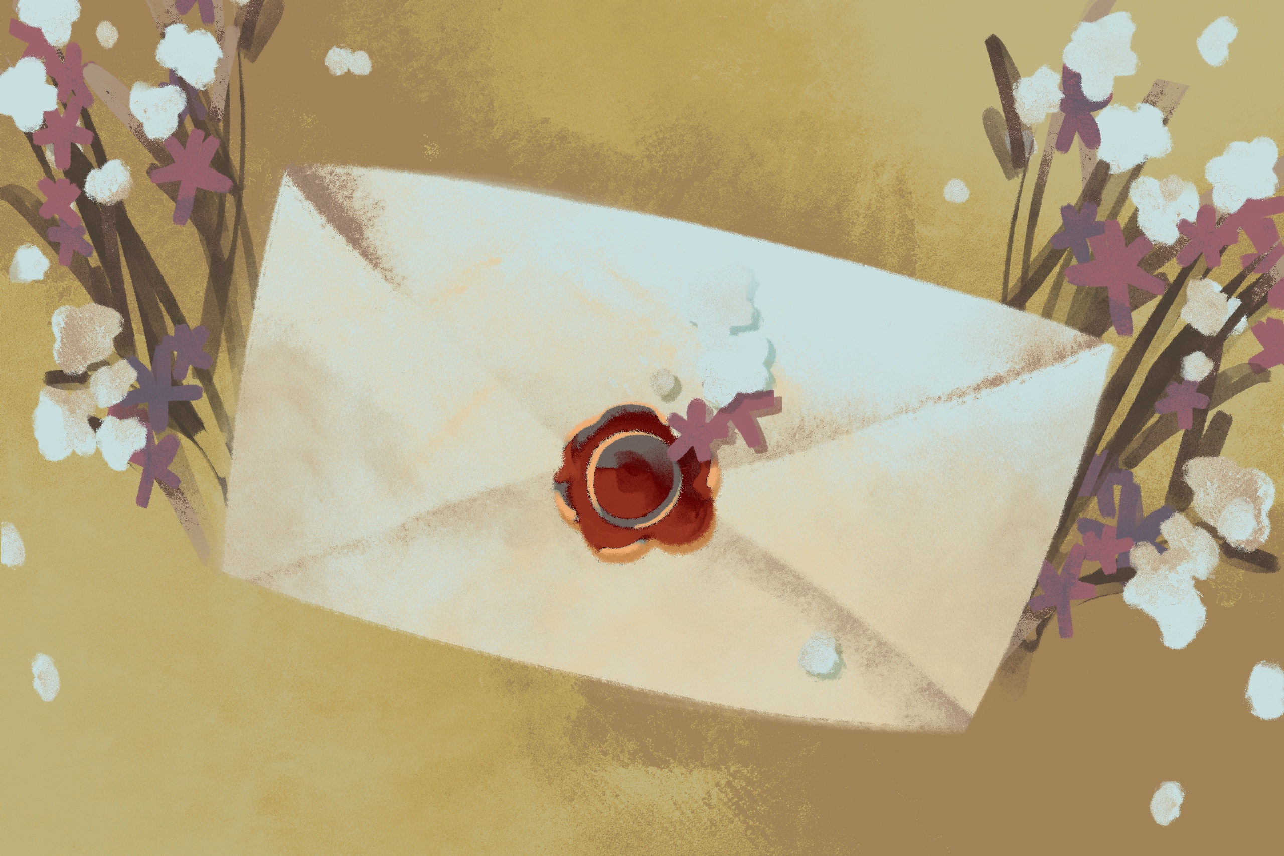 letter surrounded by flower