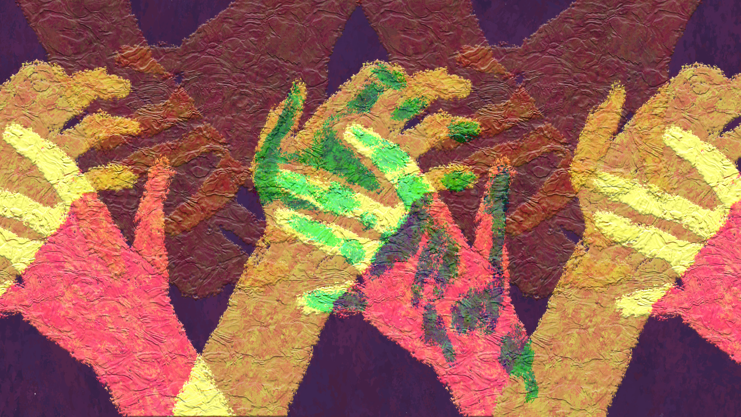 multicolored hands holding one another