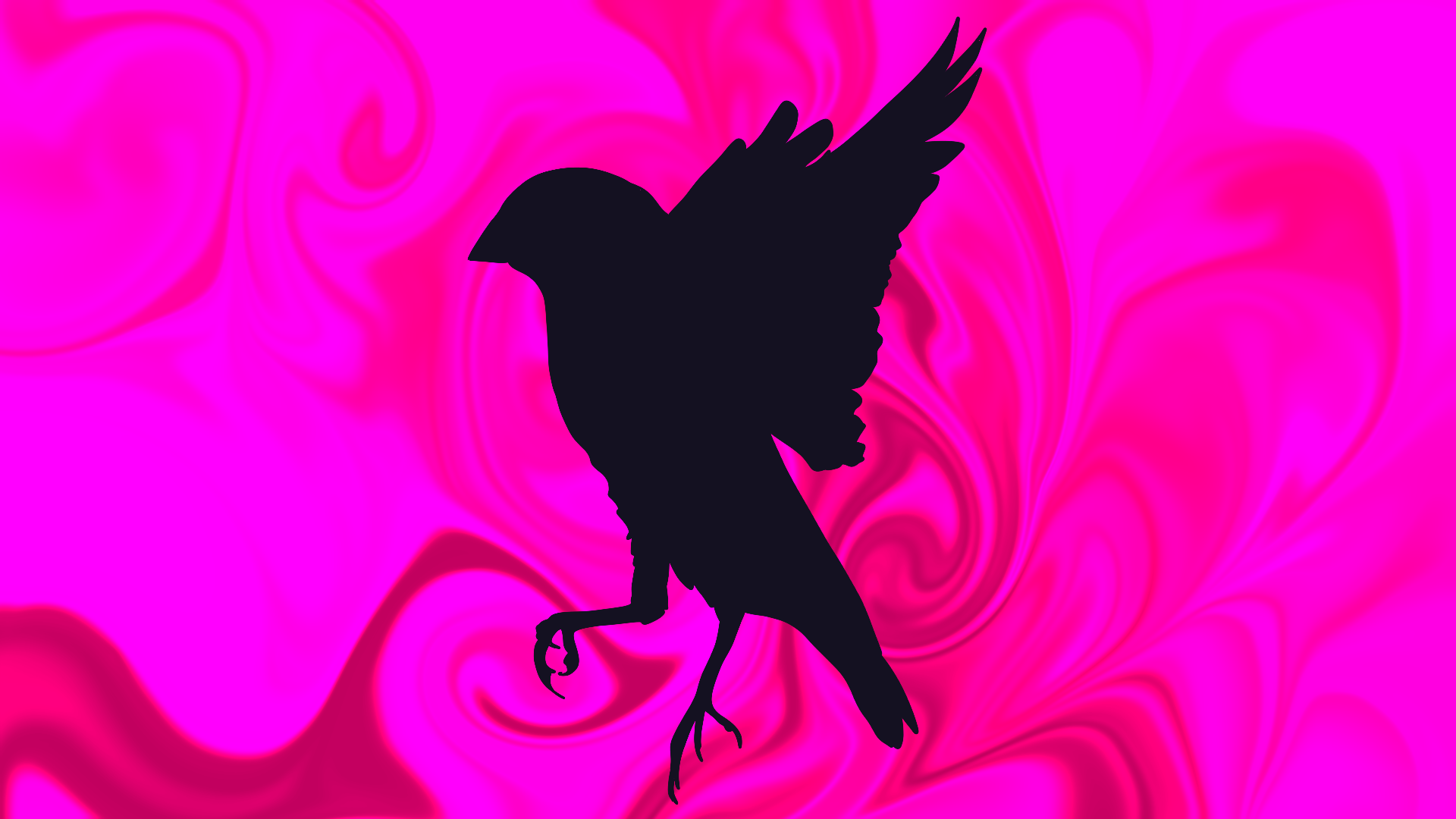 Image of a bird's silhouette over pink marble print