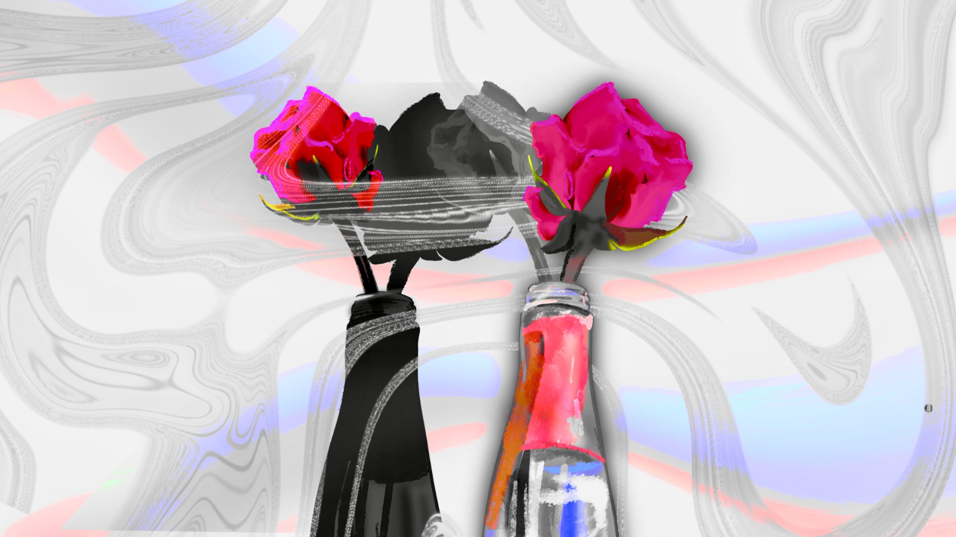 image of roses in vases