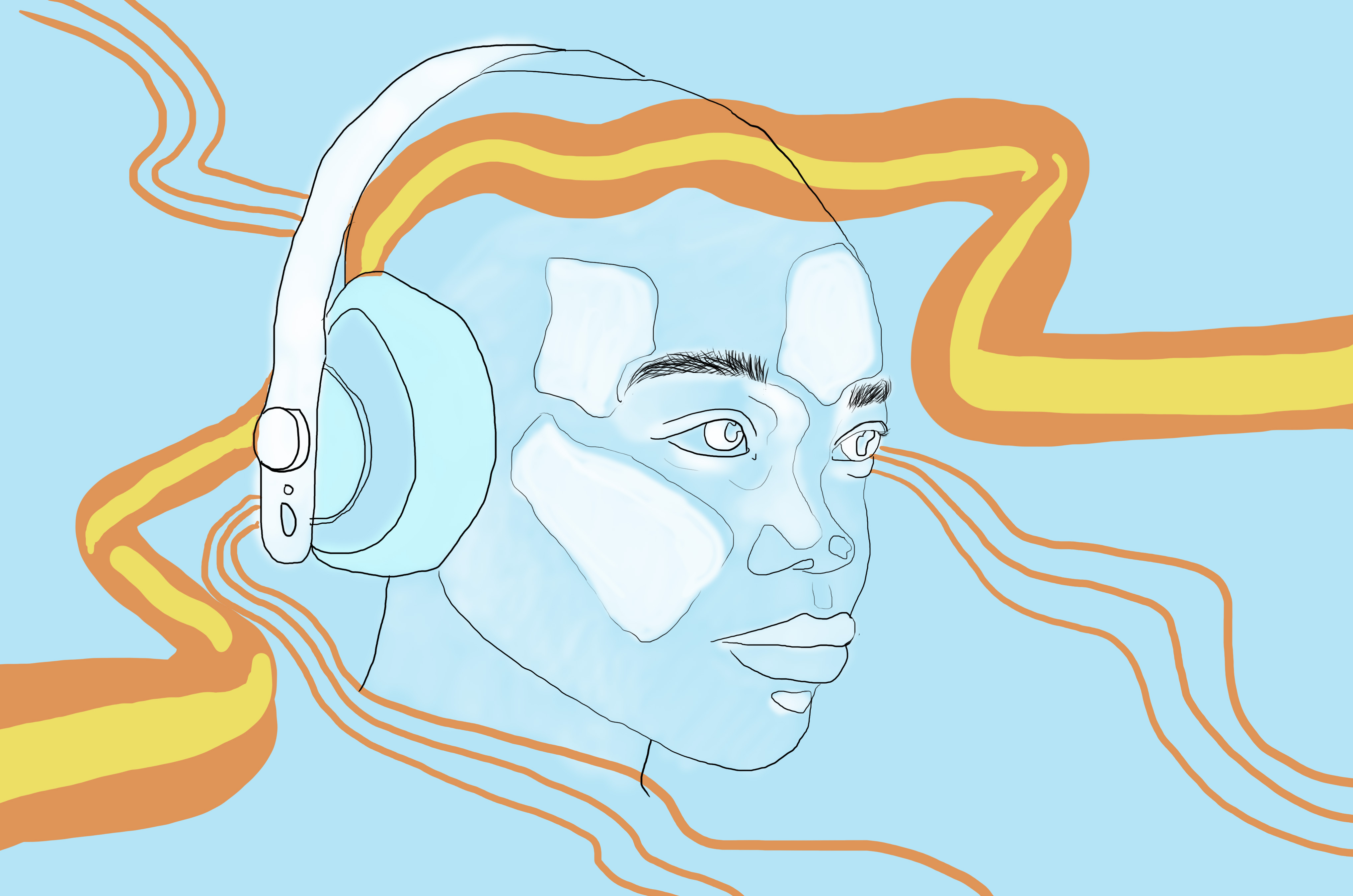 person listening to music with headphones on