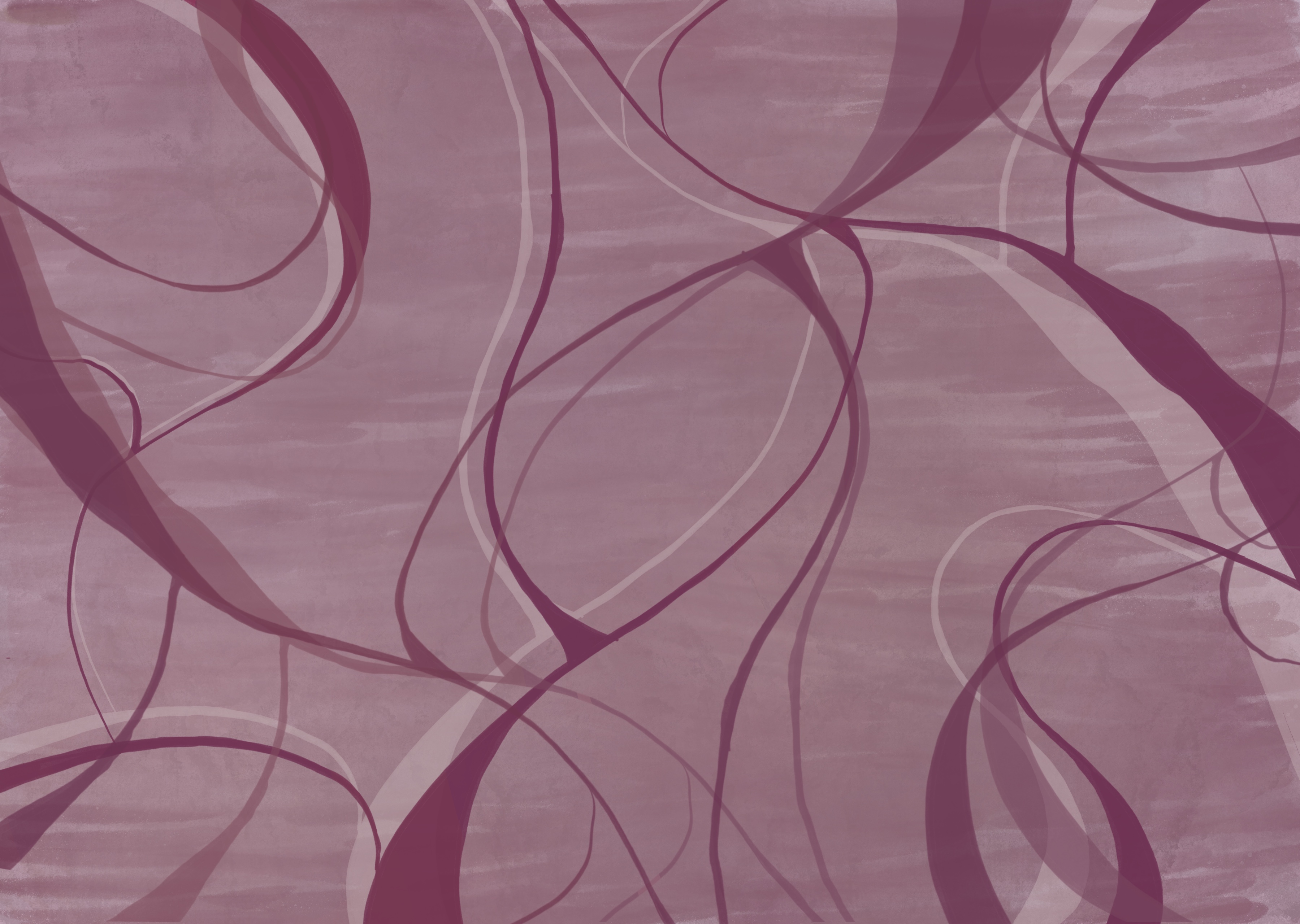 on a pink background, pink and purple strands wind across the screen, connecting with one another in places