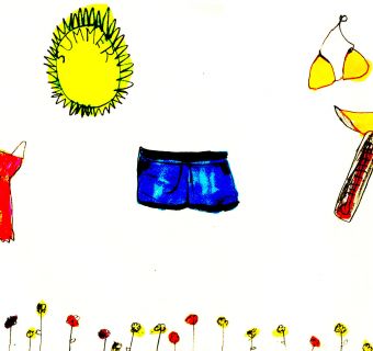 Different articles of clothing with a sun