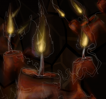 red candles in black background
