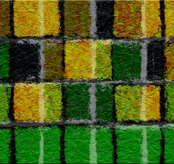 green blocks and yellow blocks stacked on top of one another