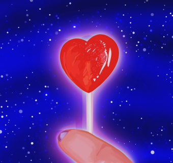 Image of a heart shaped lollipop 