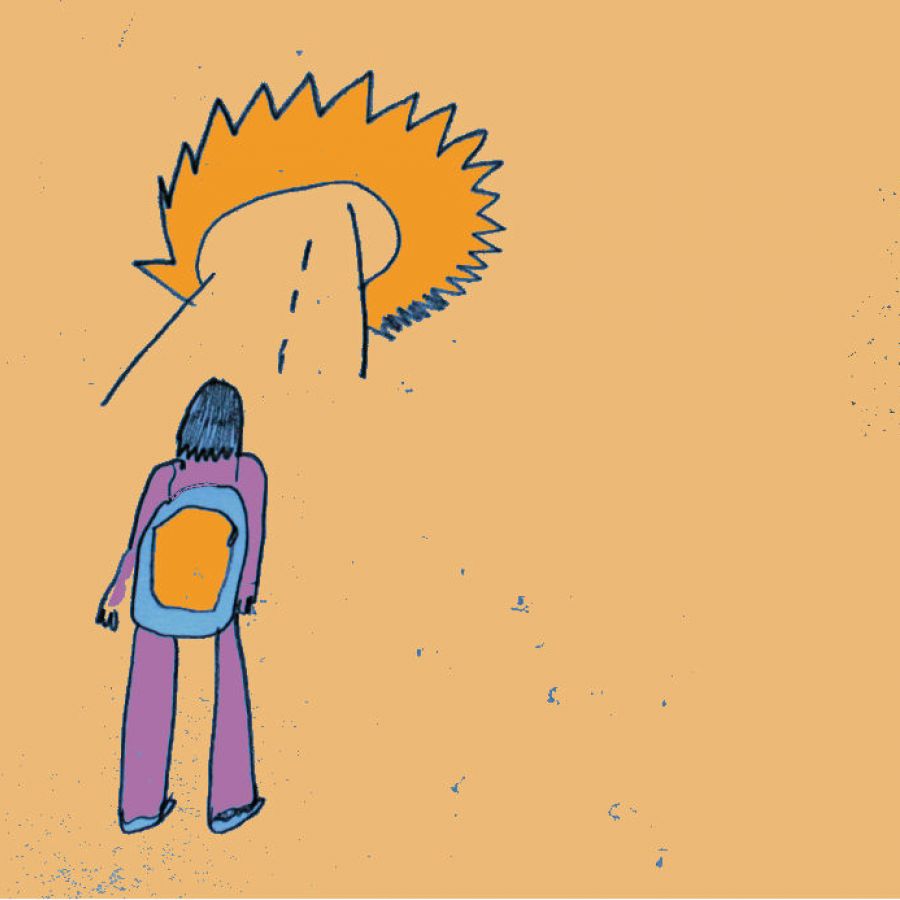 illustration of person looking to horizon