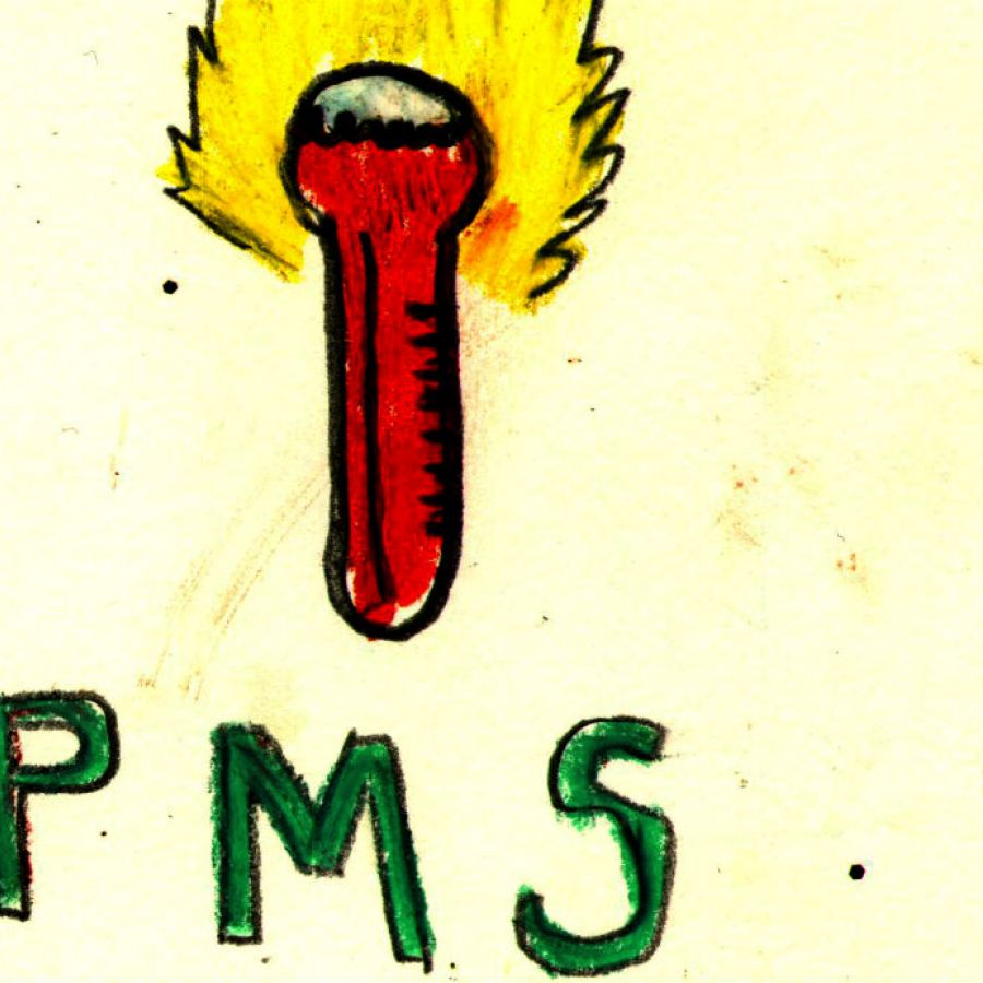 Thermometer with the letters "PMS"