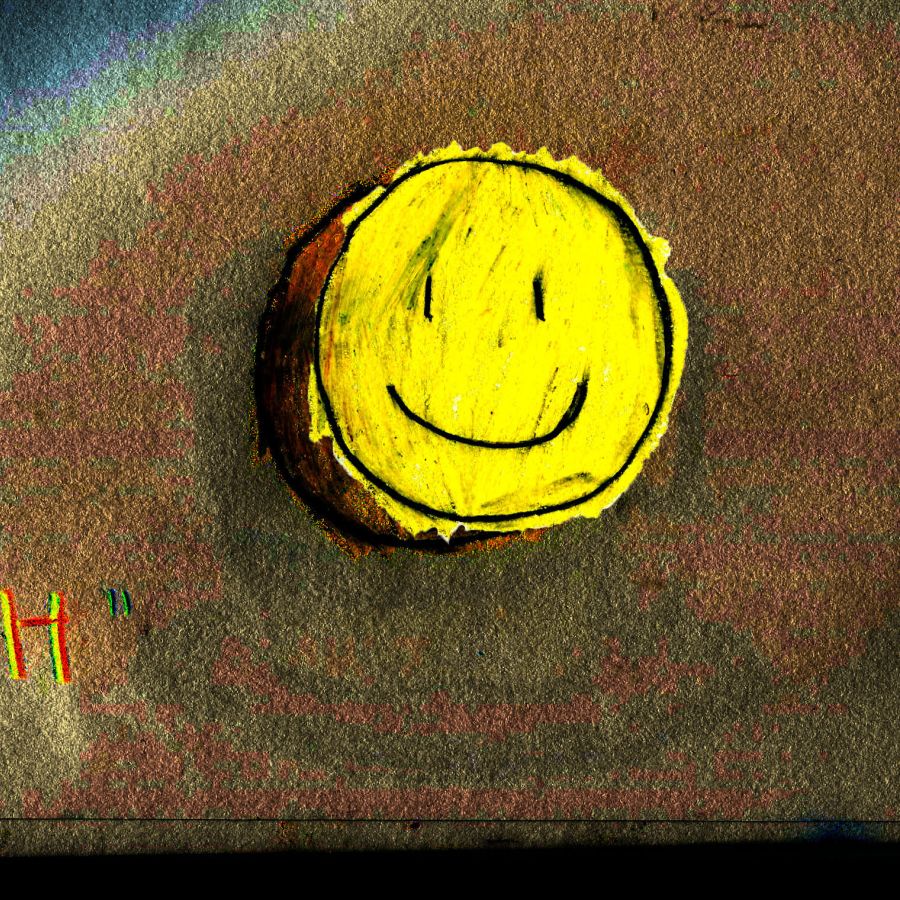 Yellow smiley face on a brown background