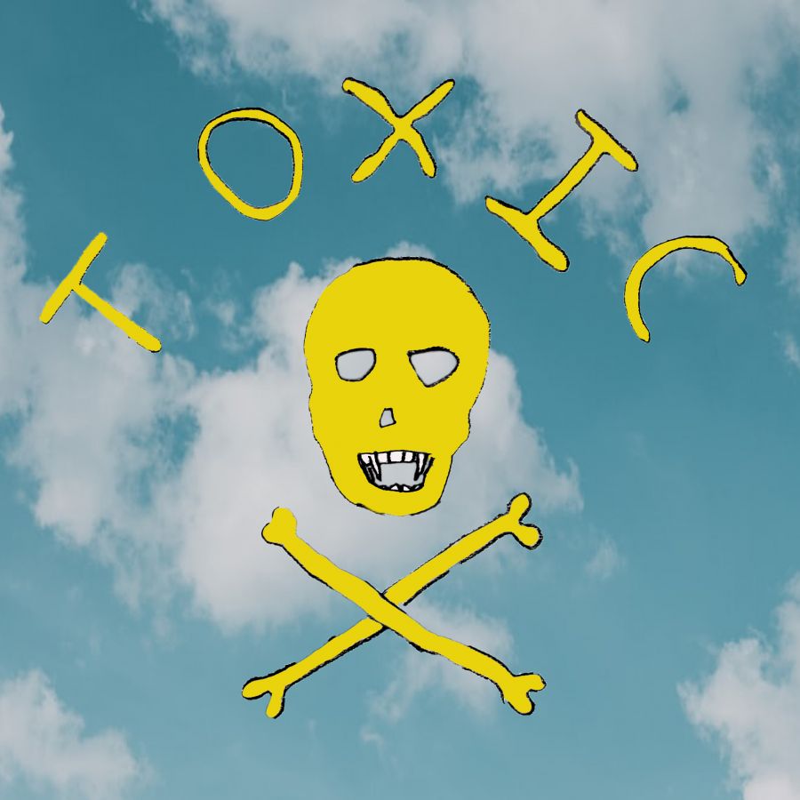 Yellow toxic skull and crossbones symbol