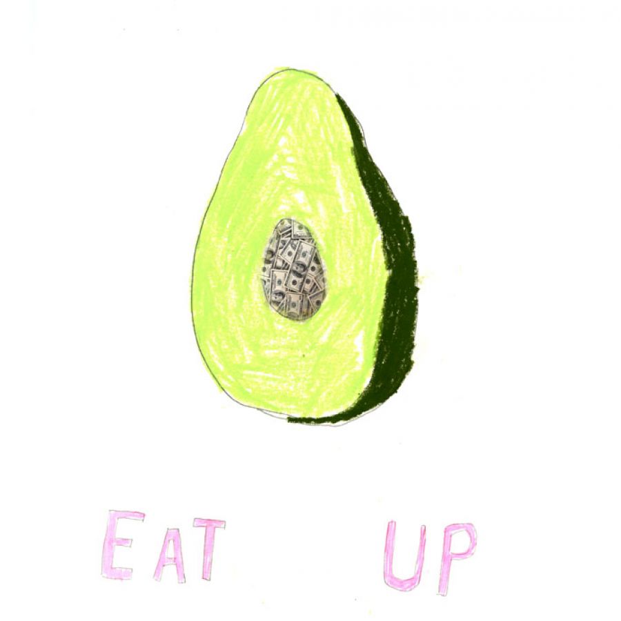 image of avocado with words "eat me"