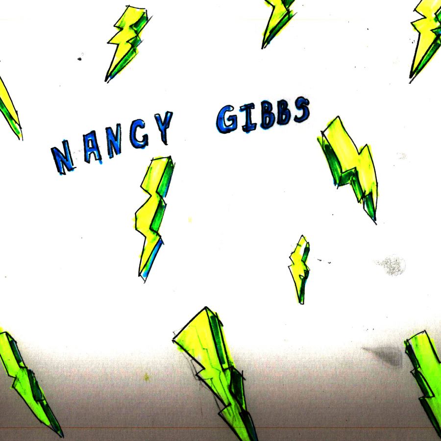 The word "Nancy Gibbs" handwritten with hand drawn lightening bolts around it.