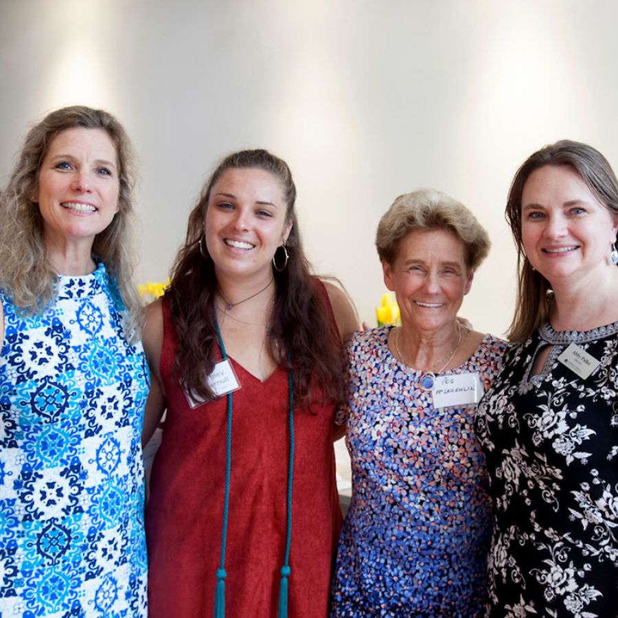 Courtney Cuppernull with her mother, grandmother, and Women's Center Director Abby Palko