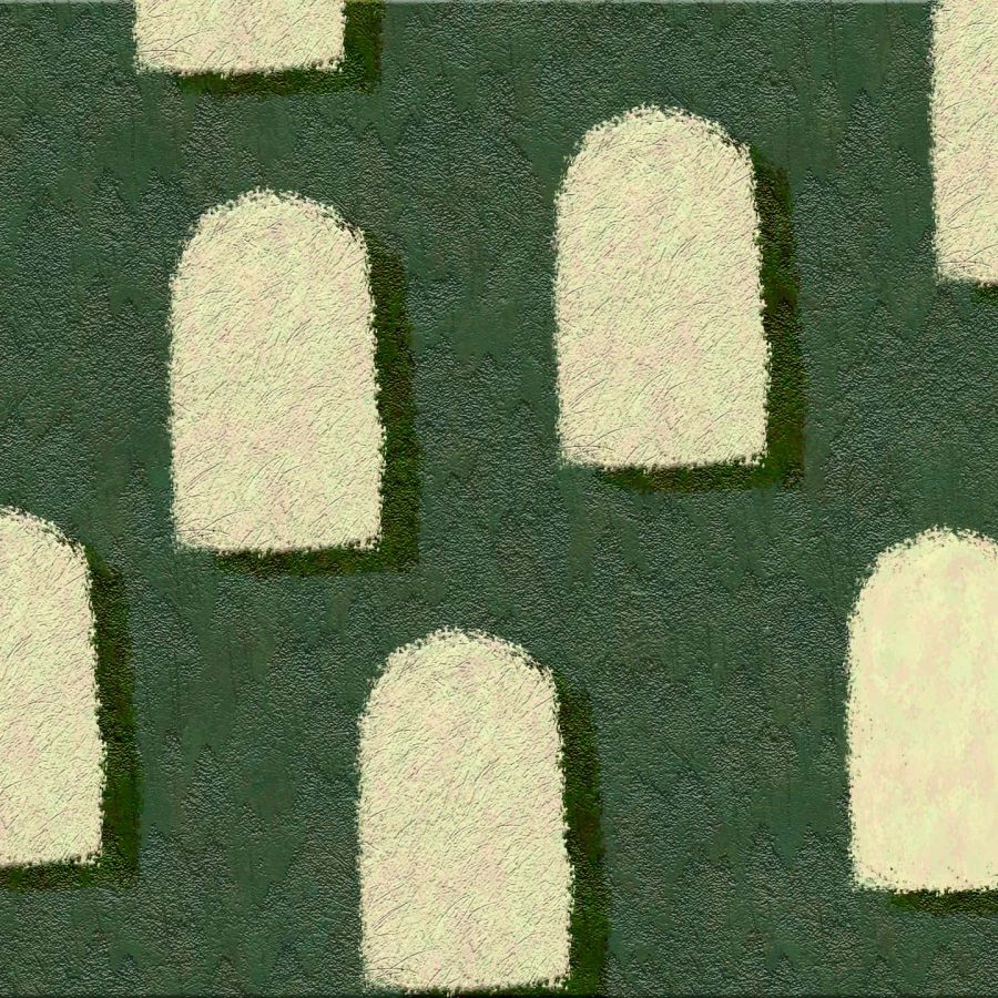 headstones in a green graveyard