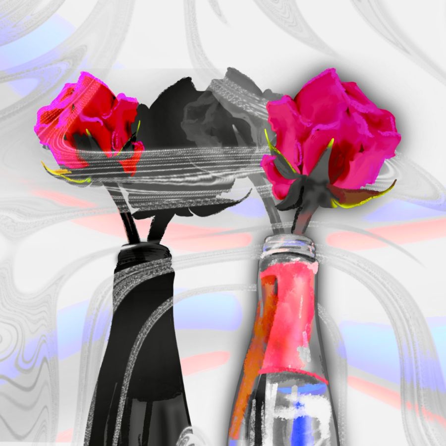 image of roses in vases