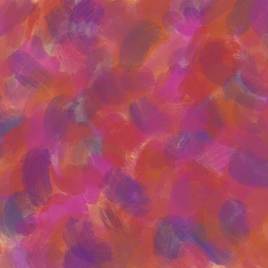 splotches of color: purple, pink, orange
