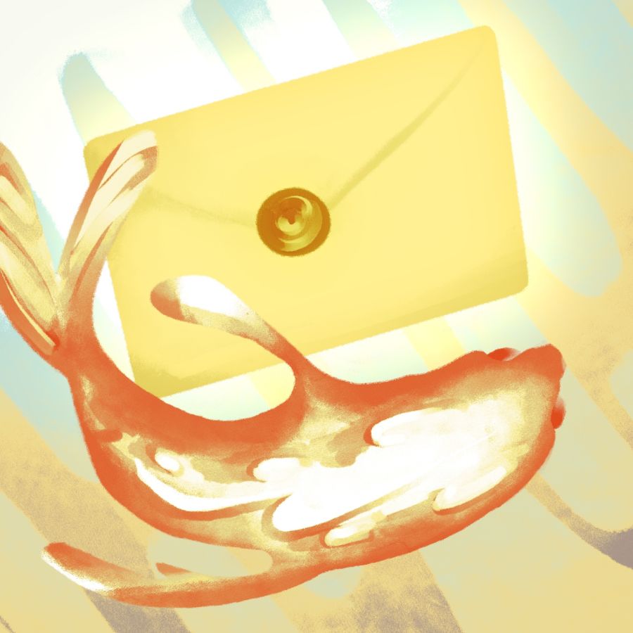 golden fish and a letter 