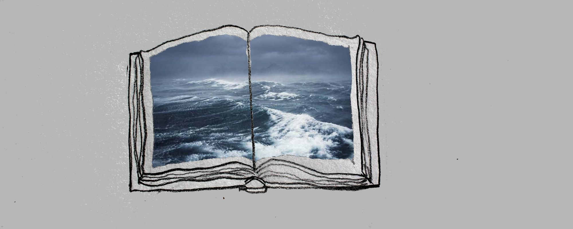 Open book with waves