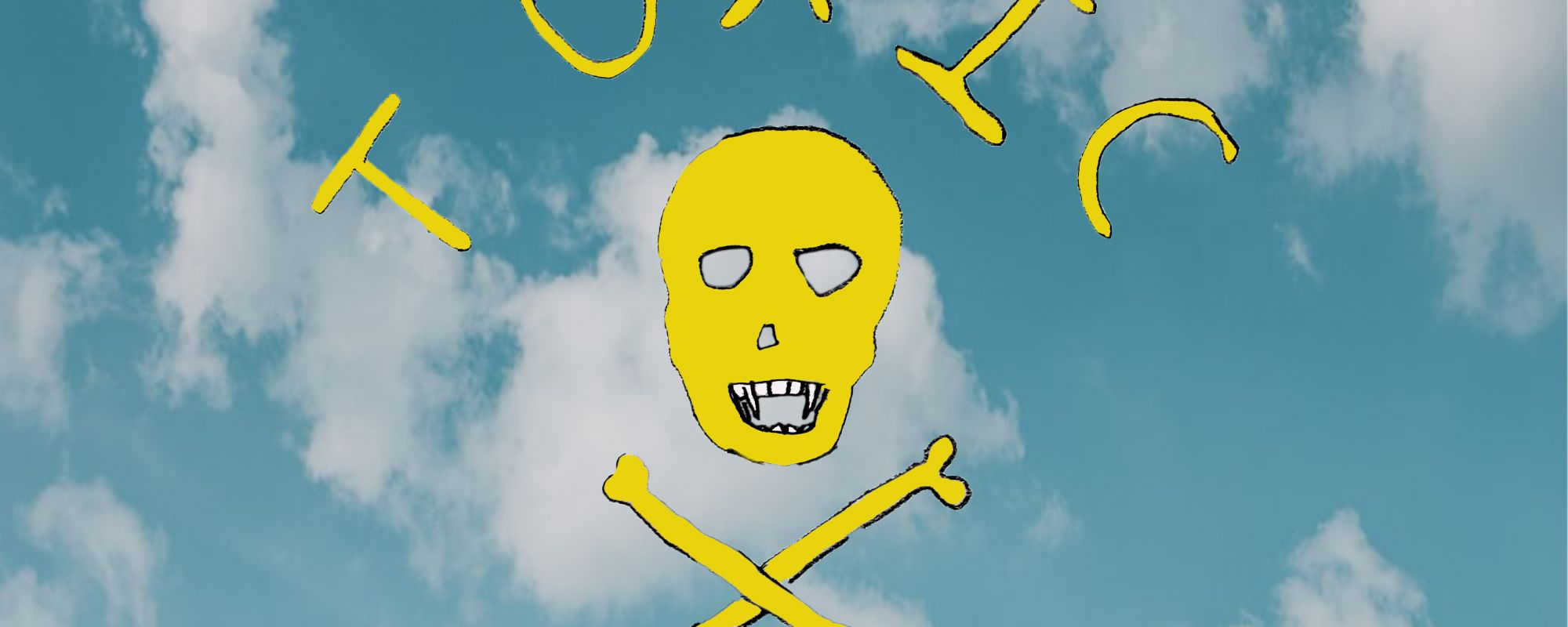 Yellow toxic skull and crossbones symbol