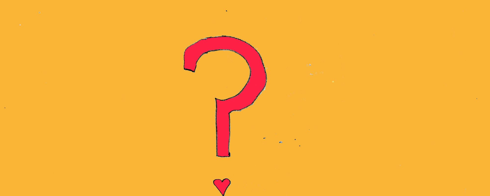 Red question mark on an orange background