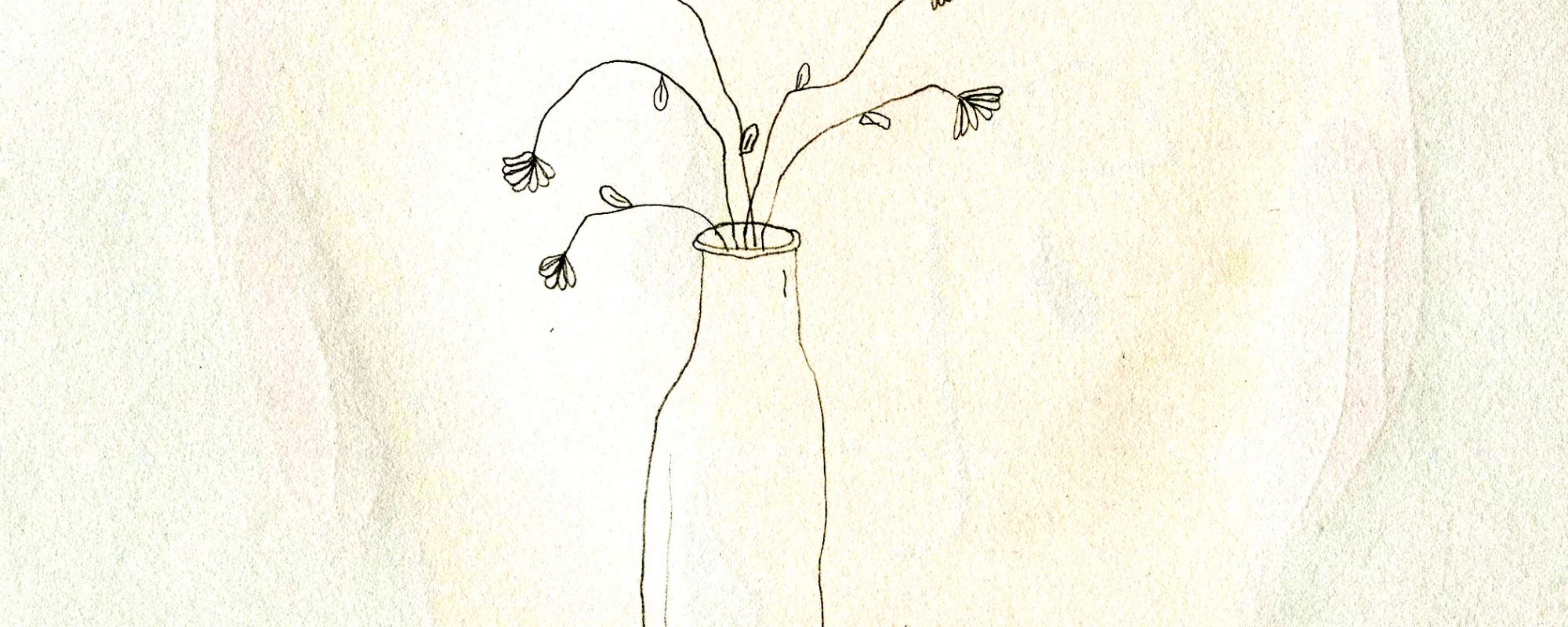 Vase with wilting flowers