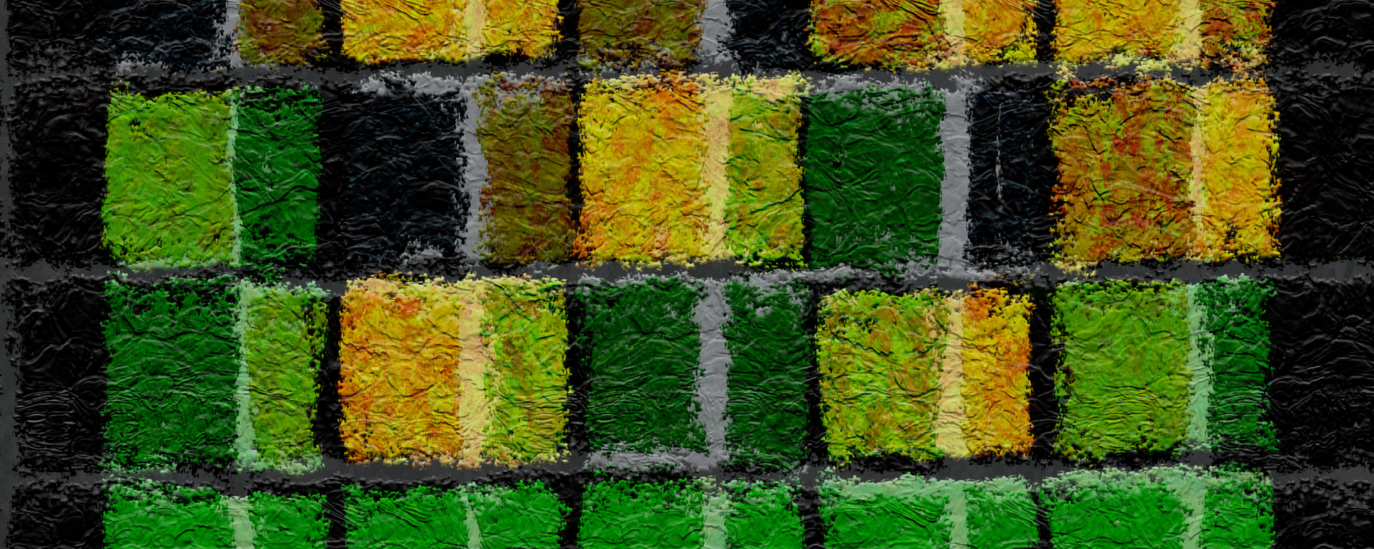 green blocks and yellow blocks stacked on top of one another