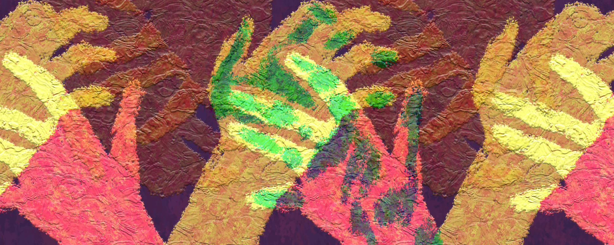 multicolored hands holding one another