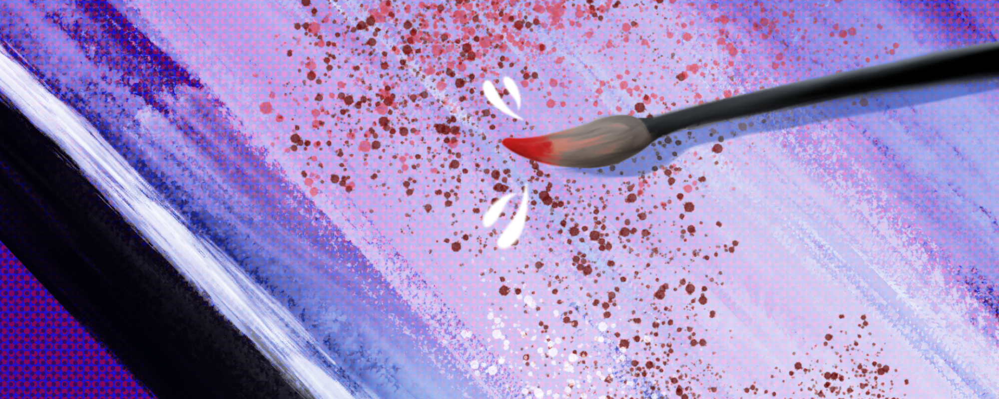 Image of paintbrush with red splatters