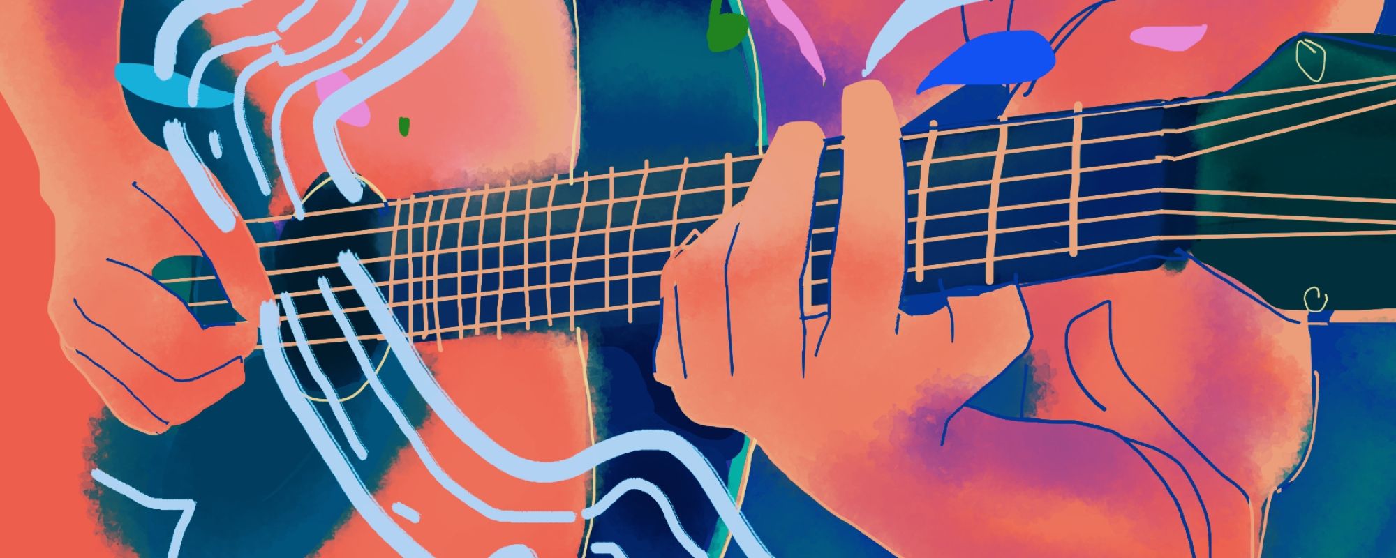 colorful art of someone playing a guitar