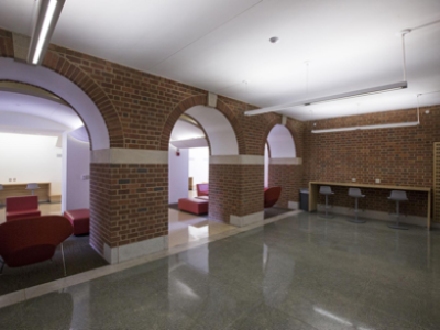 a picture of the lounge in New Cabell Hall