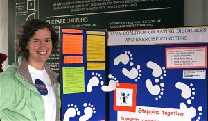 Amy Chestnutt offers students information about Body Positive. Stock photo from the Maxine Platzer Lynn Women’s Center archive