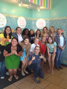 Big Sisters enjoy a sweet treat with their Littles at Sweet Frog. Stock photo from the Maxine Platzer Lynn Women’s Center archive